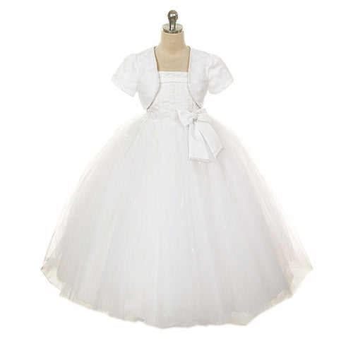 Rain Kids White Sequin Rhinestone Flower Girl Dress Little Girls 2T-16 - SophiasStyle.com